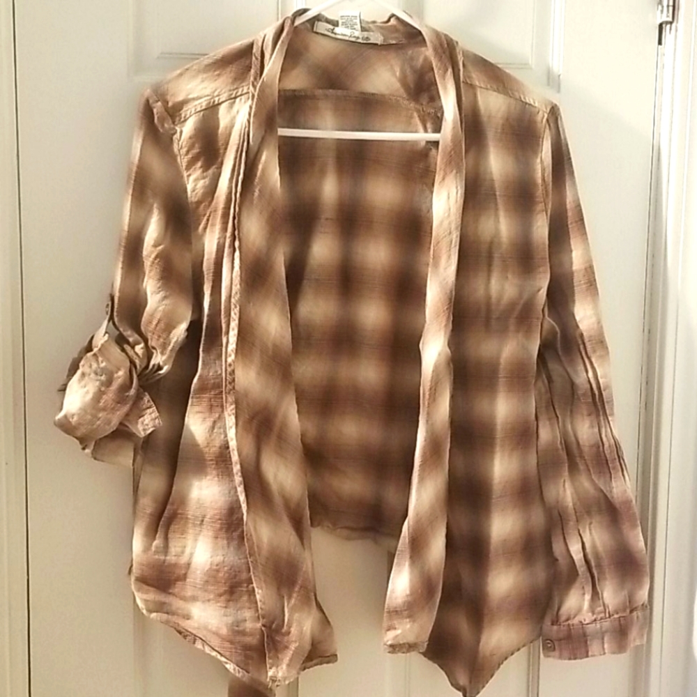 Open front plaid fall jacket